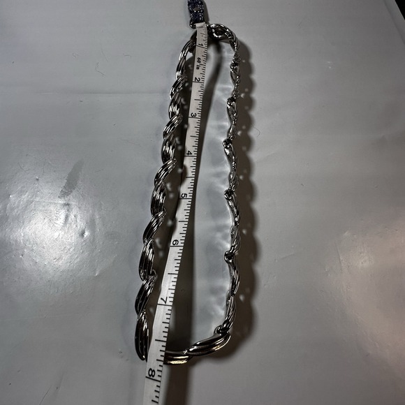 Vintage Trifari Necklace Textured Silver Tone Choker Collar 15 inch - Picture 8 of 11